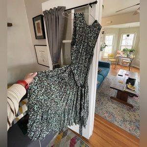 J. Crew Black and Green Floral Dress